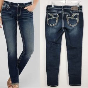 Charme Easy Fit Embroidered Pocket Skinny Jeans Size 31